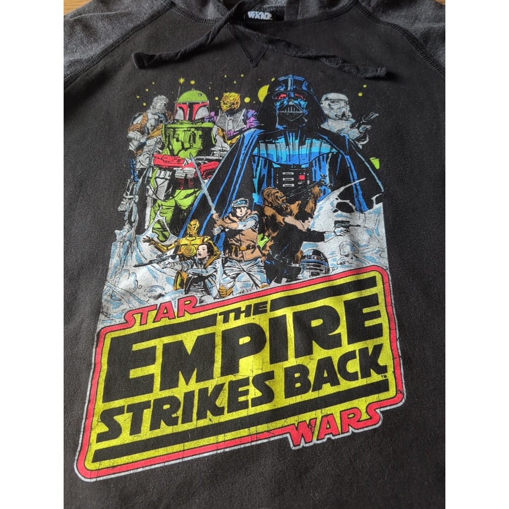 VTG Star Wars The‎ Empire Strikes Back Sz Med Black Hoodie Sweatshirt Lucas Film